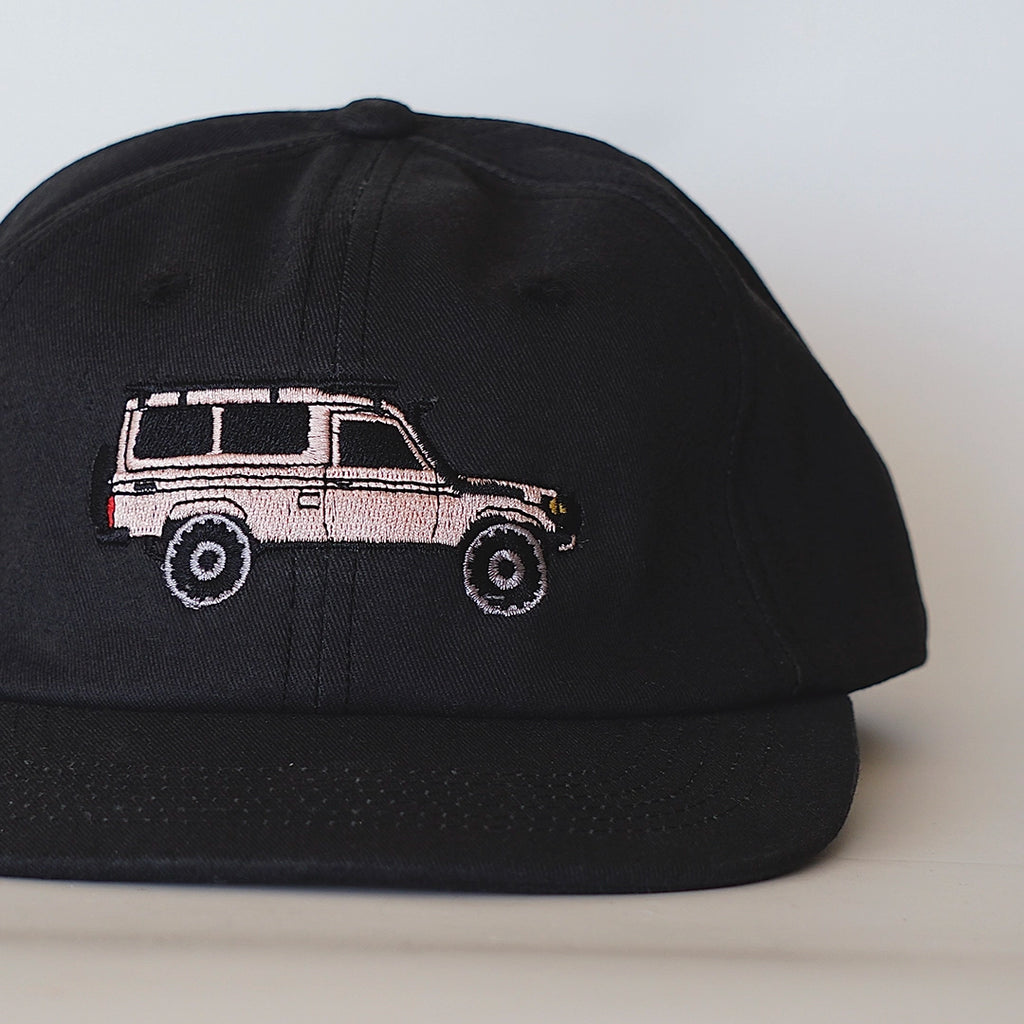 Black cap with detailed Toyota Landcruiser Troopy embroidery